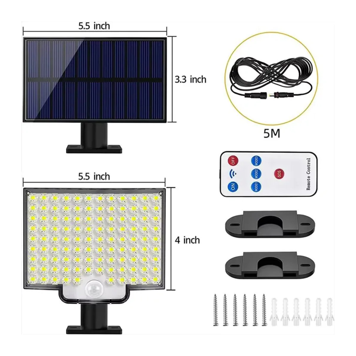 XIWANGFIRE Solar-LED-Wandleuchte mit 106 LEDs und Bewegungsmelder in Schwarz - Bild 6