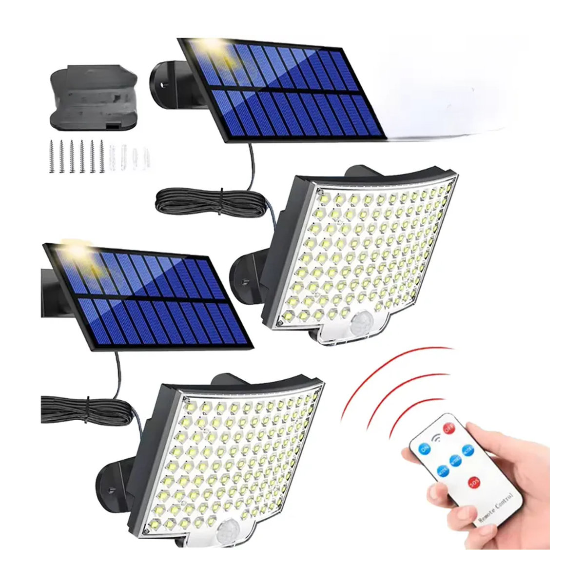 XIWANGFIRE Solar-LED-Wandleuchte mit 106 LEDs und Bewegungsmelder in Schwarz - Bild 7