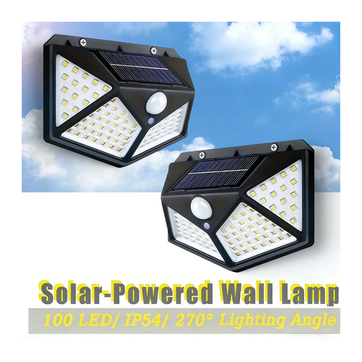 XIWANGFIRE Solar-LED-Wandleuchte mit Bewegungsmelder, wasserdichte Außenleuchte für Garten und Zaun, Schwarz - Bild 1