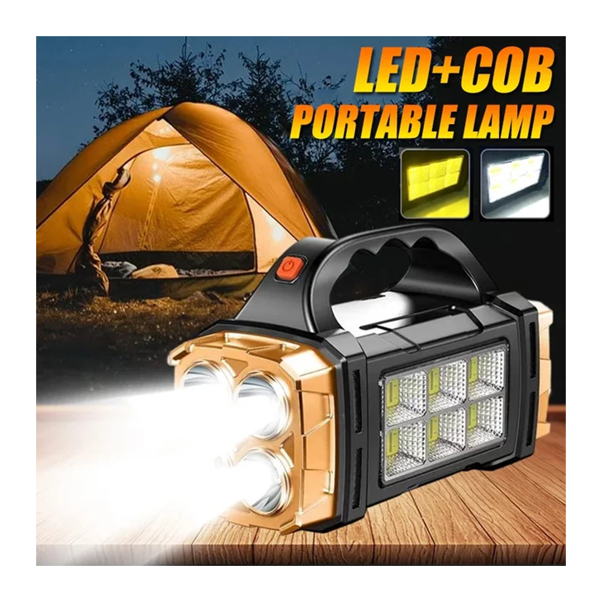 XIWANGFIRE Solar-Taschenlampe mit USB-Aufladung, wasserdichte LED-Taschenlampe mit COB-Arbeitslicht für Camping und Outdoor - Bild 1