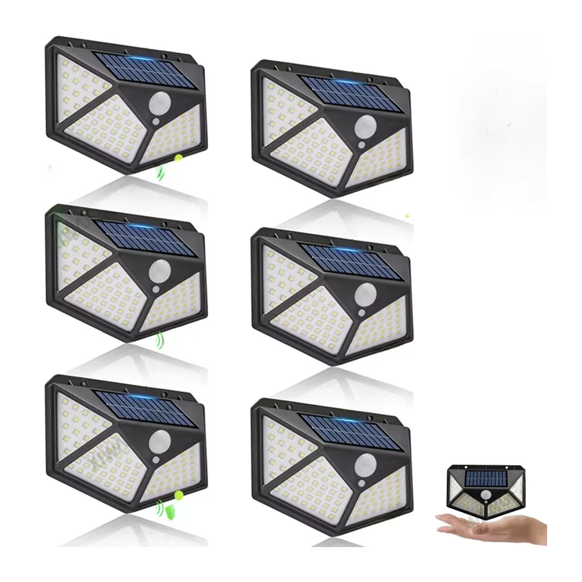 XIWANGFIRE Solar-Wandleuchte mit 100 LEDs und Bewegungsmelder, IP65 wasserdicht, Schwarz, Modernes Design für Garten und Terrasse - Bild 7