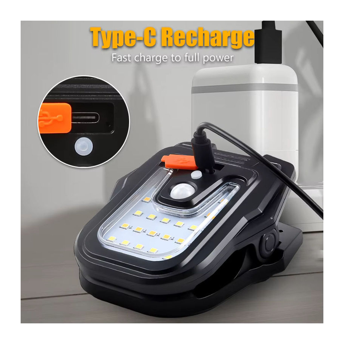 XIWANGFIRE Solar-Wandleuchte mit Bewegungserkennung, wasserdichte LED Außenleuchte mit Typ-C-Ladefunktion, Schwarz - Bild 3