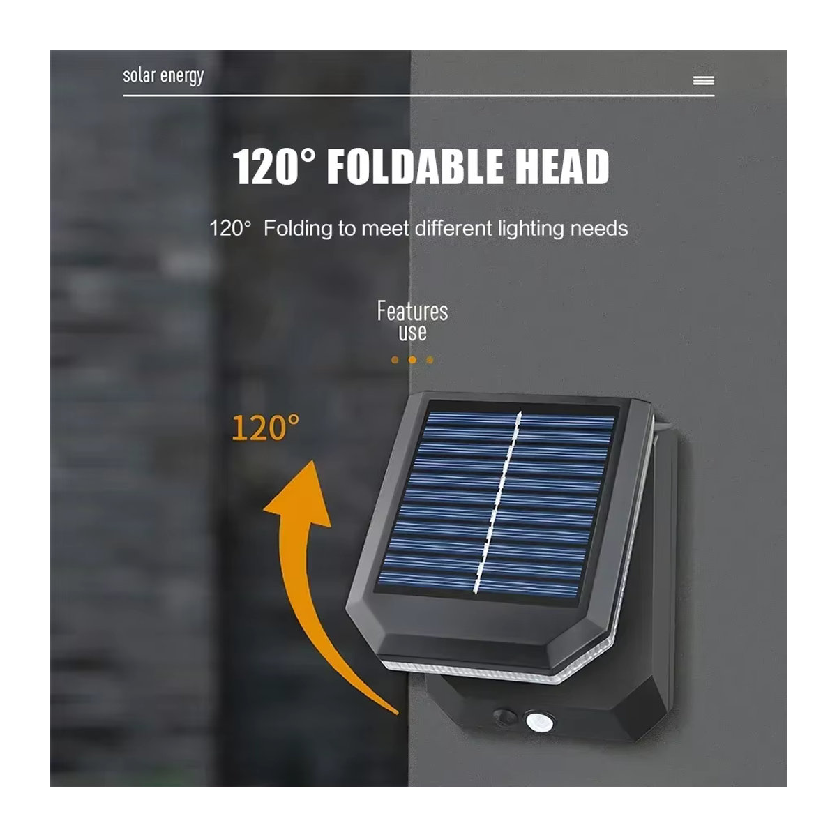 XIWANGFIRE Solar-Wandleuchte Schwarz mit LED, Bewegungsmelder und Fernbedienung, faltbare Außenlampe mit 3 Modi und IP65 Wasserdichtigkeit - Bild 2