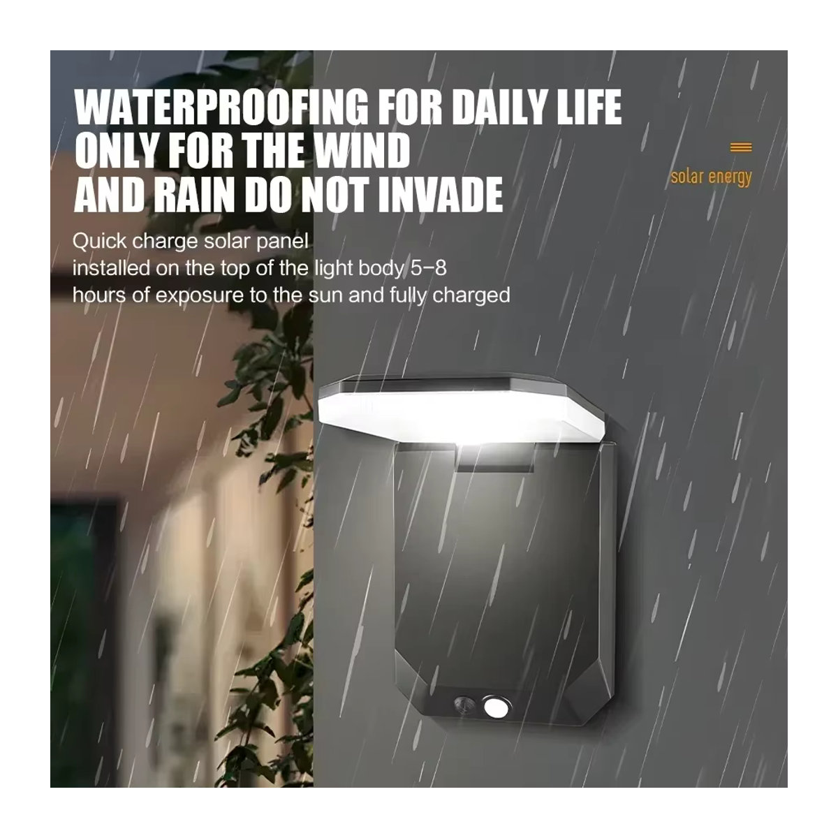 XIWANGFIRE Solar-Wandleuchte Schwarz mit LED, Bewegungsmelder und Fernbedienung, faltbare Außenlampe mit 3 Modi und IP65 Wasserdichtigkeit - Bild 3