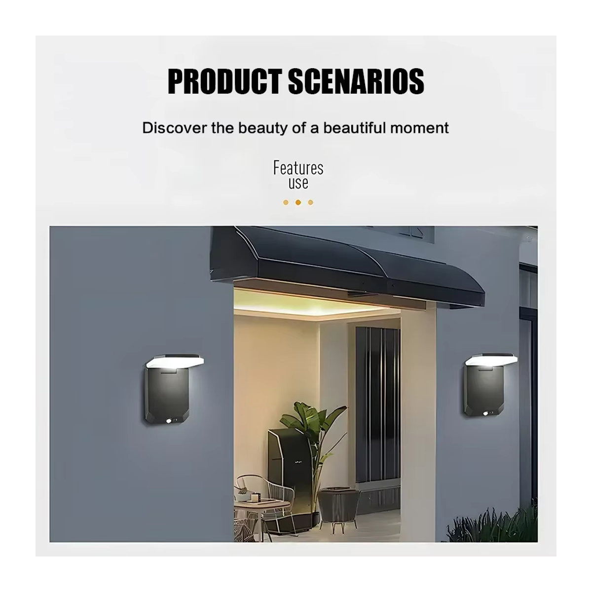 XIWANGFIRE Solar-Wandleuchte Schwarz mit LED, Bewegungsmelder und Fernbedienung, faltbare Außenlampe mit 3 Modi und IP65 Wasserdichtigkeit - Bild 5