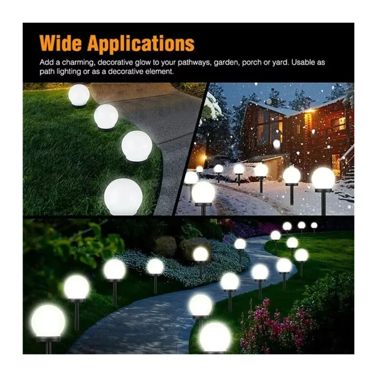 XIWANGFIRE Solarleuchte LED Ball Lichter wasserdicht für Garten und Außenbereich in Schwarz oder Weiß - Bild 4