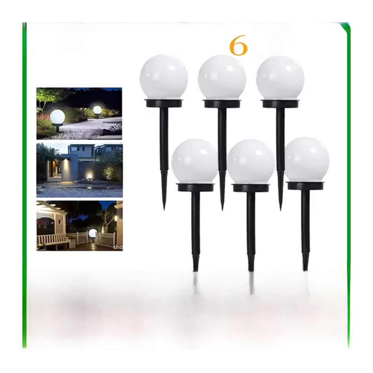 XIWANGFIRE Solarleuchte LED Ball Lichter wasserdicht für Garten und Außenbereich in Schwarz oder Weiß - Bild 7