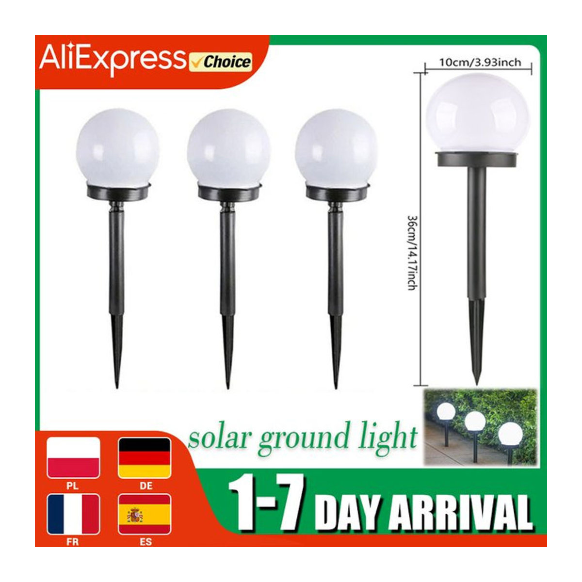 XIWANGFIRE Solarleuchte Runde Kugel LED Outdoor Wasserdicht Schwarz Minimalistisch - Bild 1