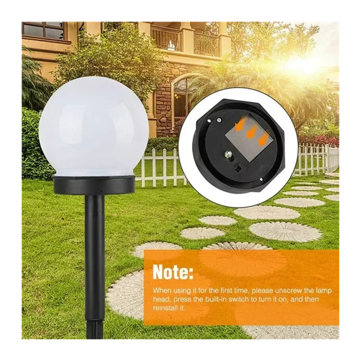 XIWANGFIRE Solarleuchte Runde Kugel LED Outdoor Wasserdicht Schwarz Minimalistisch - Bild 6