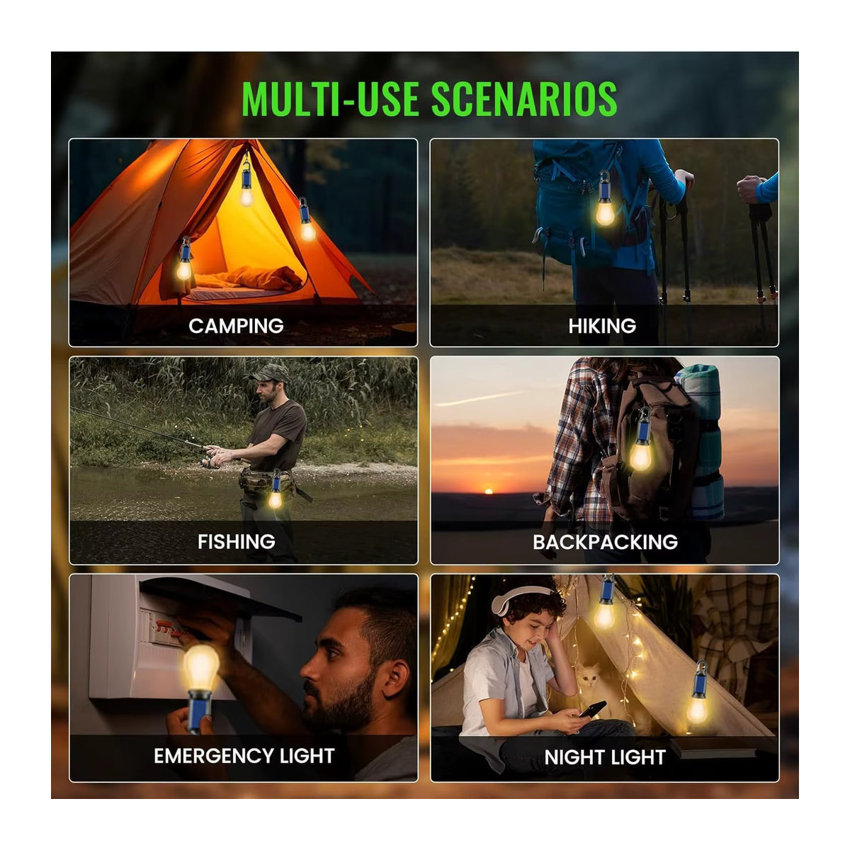 XIWANGFIRE Tragbare LED Camping Lampe mit Solar- und USB-Ladefunktion, Wasserdichte Outdoor Nachtleuchte für Garten und Camping - Bild 4