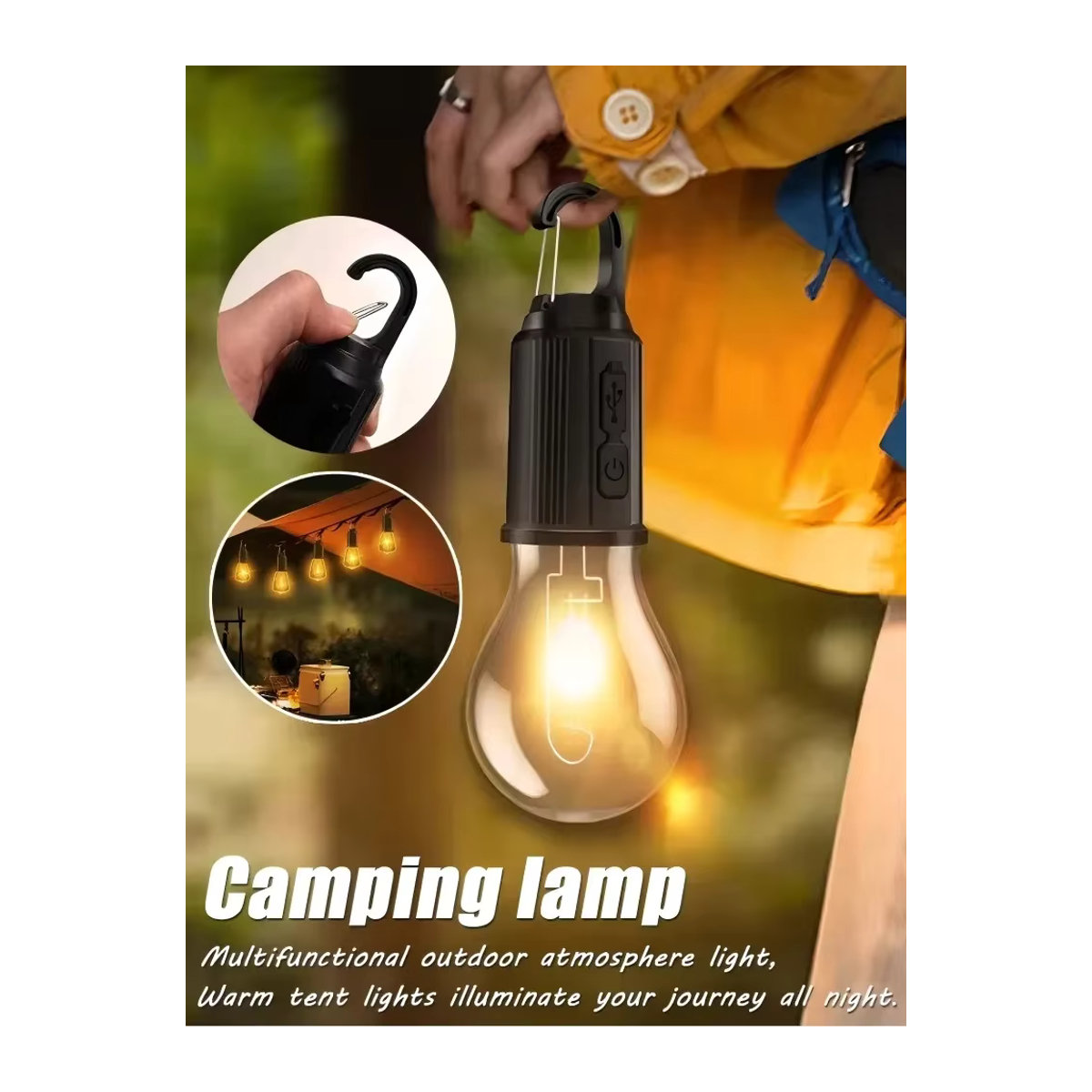 XIWANGFIRE Tragbare LED Camping Lampe mit Solar- und USB-Ladefunktion, Wasserdichte Outdoor Nachtleuchte für Garten und Camping - Bild 6