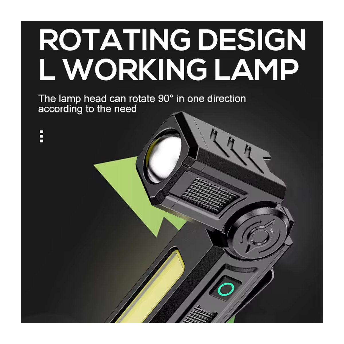 XIWANGFIRE Tragbarer LED-Arbeitsscheinwerfer aus Edelstahl mit magnetischer Basis und 90 Grad drehbarem COB-Licht, wiederaufladbare Camping-Notfalllampe - Bild 3