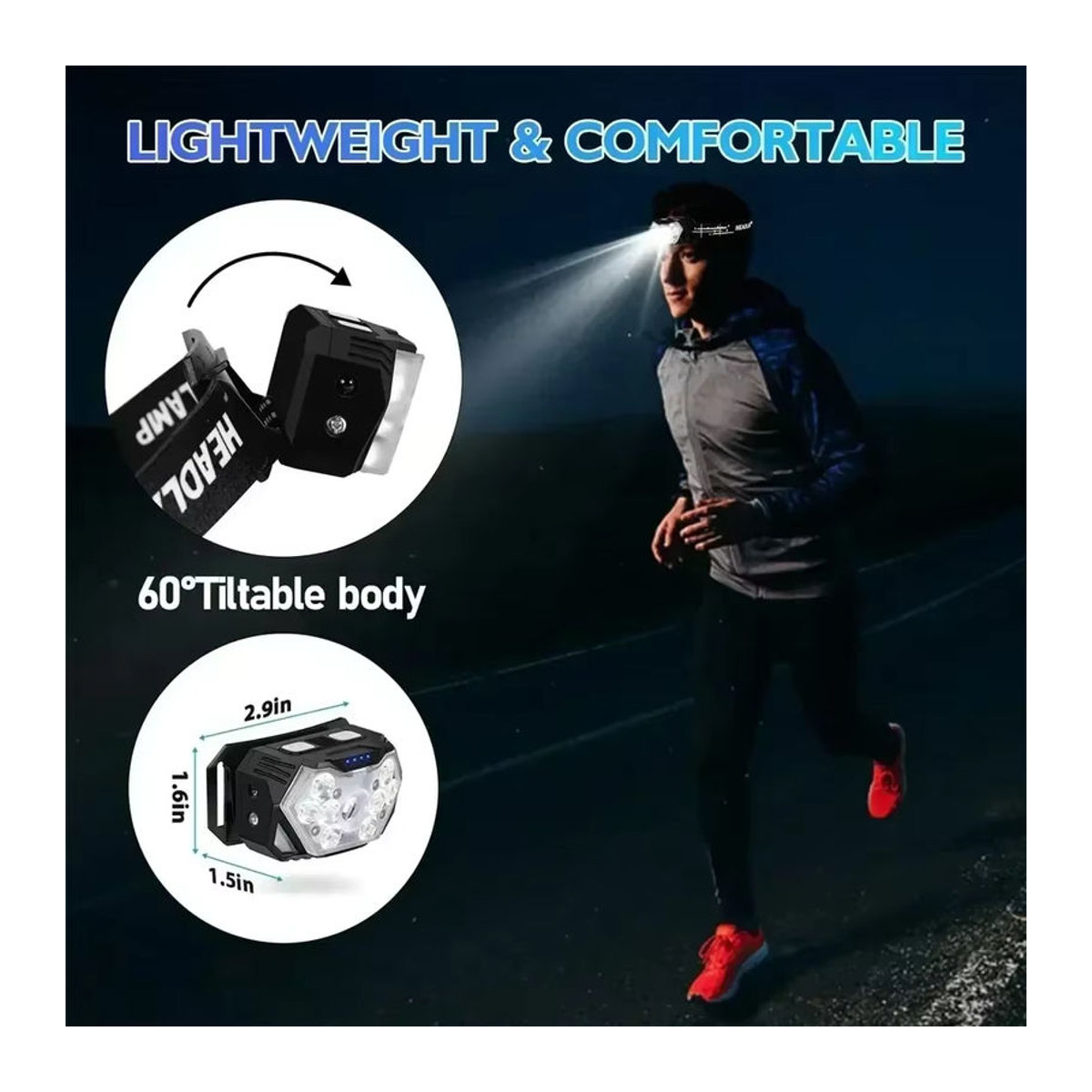 XIWANGFIRE USB aufladbarer LED Motion Sensor Scheinwerfer mit 2000LM für Camping und Outdoor - Bild 4