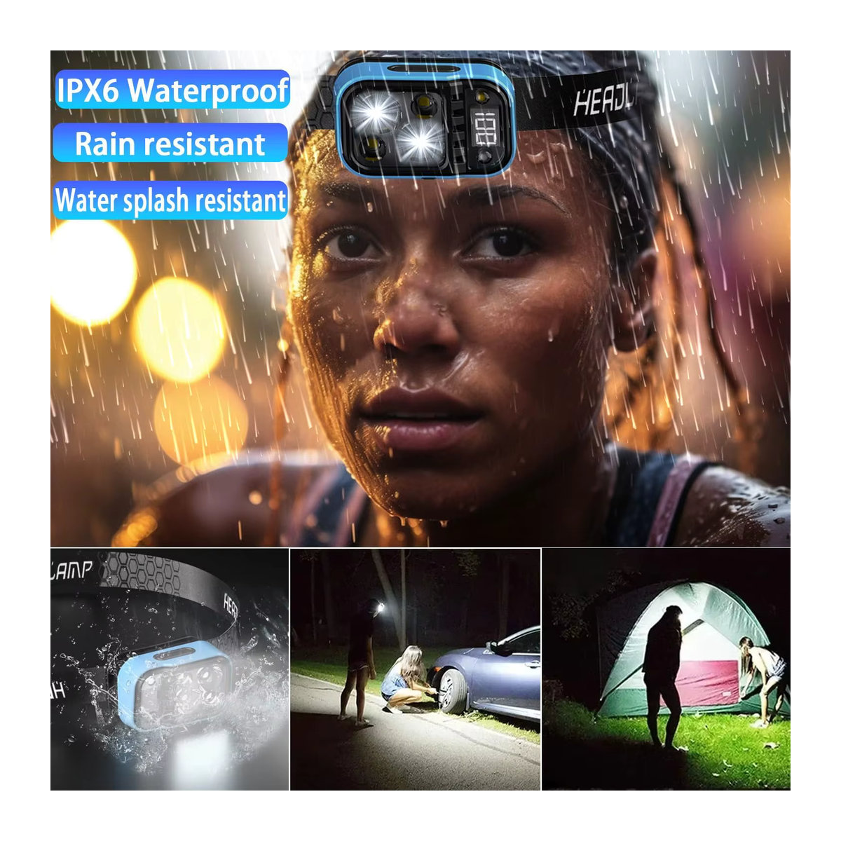 XIWANGFIRE Wiederaufladbarer LED Sensor Scheinwerfer mit 1500lm, Wasserdicht, Weiß-Rot, für Camping, Wandern und Angeln - Bild 6