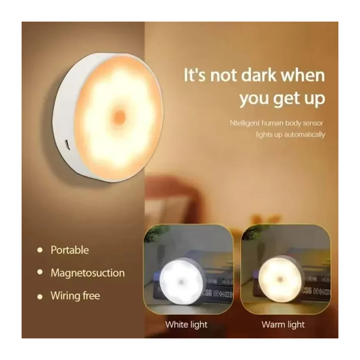 XIWANGFIRE Wiederaufladbares LED Nachtlicht mit Bewegungsmelder und USB, minimalistische Schrankleuchte für Küche, Schlafzimmer, Badezimmer und Flur - Bild 2