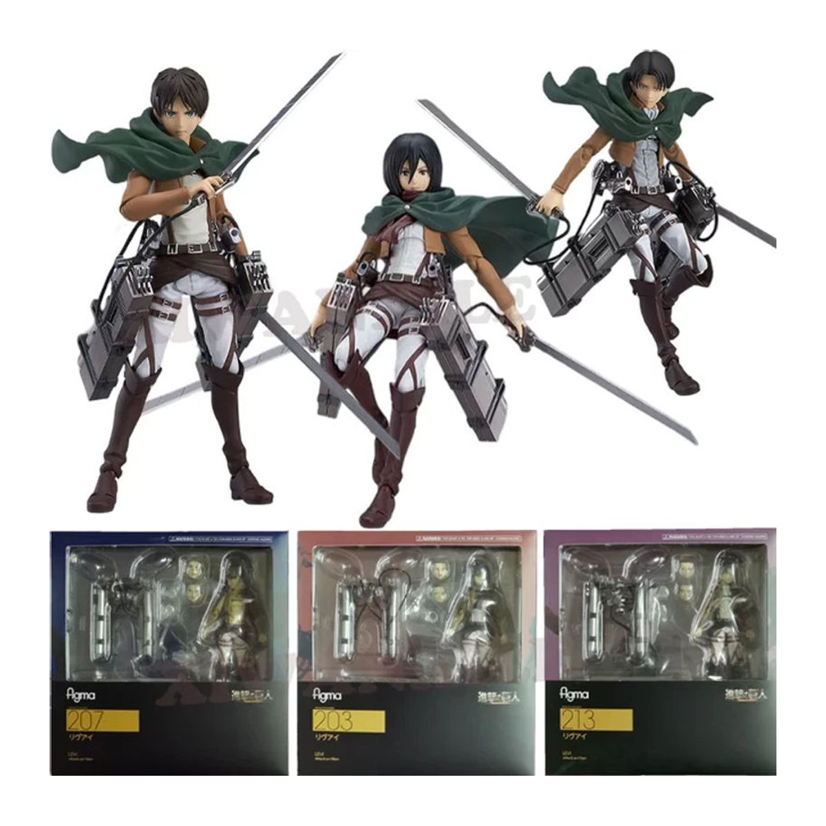 XIWANXILE Anime Figur Shingeki no Kyojin Eren Yeager Levi Mikasa Modell Puppe mehrfarbig - Bild 1
