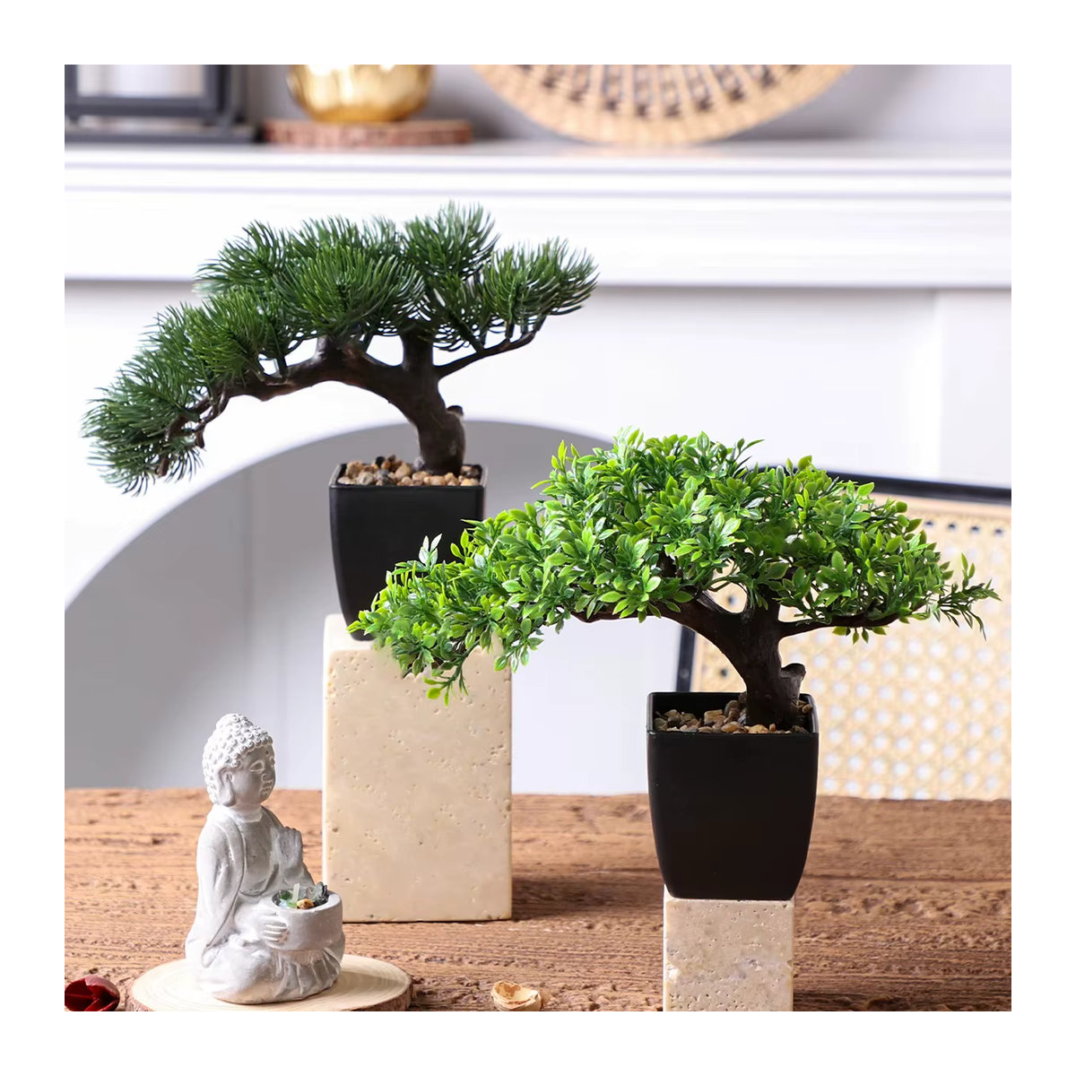 Xiya Blume Künstlicher Kiefernnadel-Bonsai in Grün als Zen-Garten-Dekoration aus Kunststoff - Bild 5