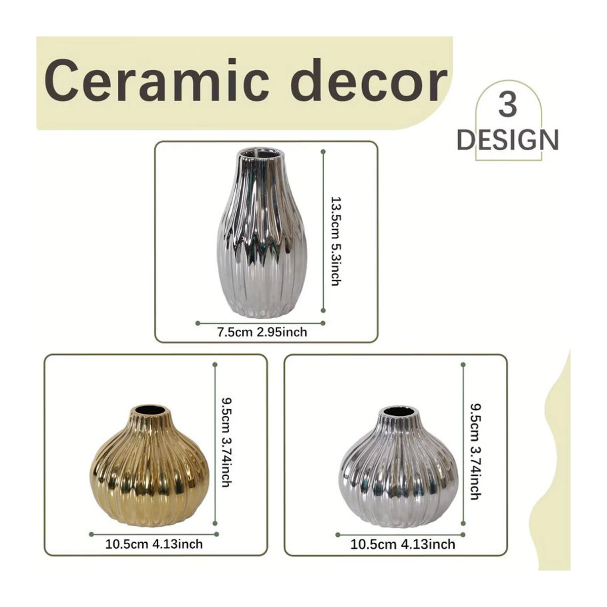 XIYA FLOWER Geometrische Keramikvase im minimalistischen Stil, Gold und Silber - Bild 2