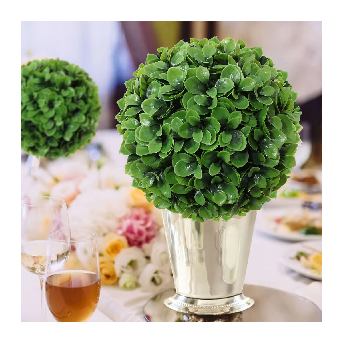 Xiya Künstlicher Buchsbaum Ball in Grün als Dekoration für Garten, Home Deco und Hochzeiten - Bild 2