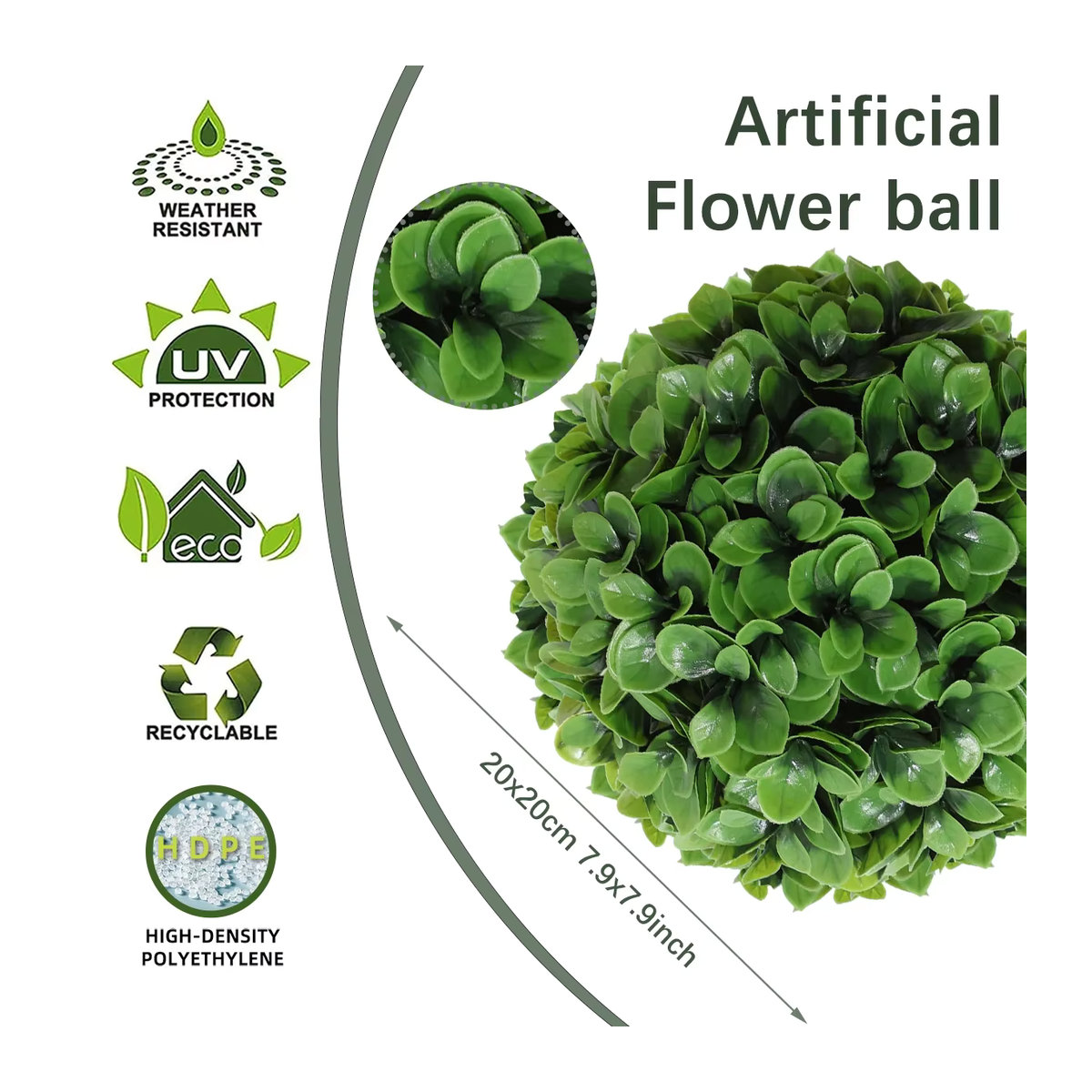 Xiya Künstlicher Buchsbaum Ball in Grün als Dekoration für Garten, Home Deco und Hochzeiten - Bild 5