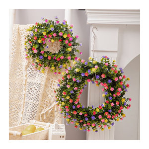 Xiya Künstlicher Eukalyptus Kranz in Mehrfarbig, Boho-Stil Hängende Blumen und Blätter Dekoration für Garten und Zuhause