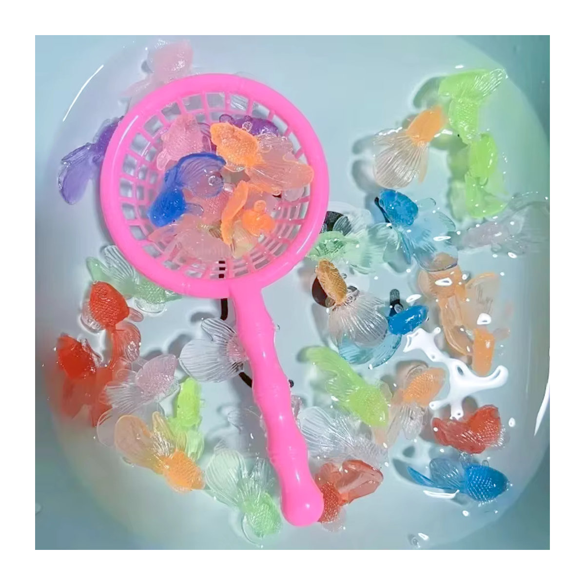 XJM Aquarium Dekoration Set mit simulierten Fischen und Fischernetz, mehrfarbige Meerestier-Modelle aus Gummi und Kunststoff für dein Aquarium - Bild 3