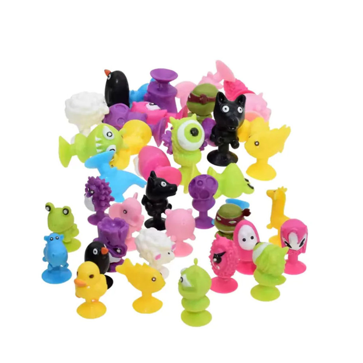 XJM Mini-Saugnapf-Monster Figuren mit Aufbewahrungsbox, mehrfarbige Kunststoff-Dekorationsfiguren für Auto, Büro und Schreibtisch - Bild 3