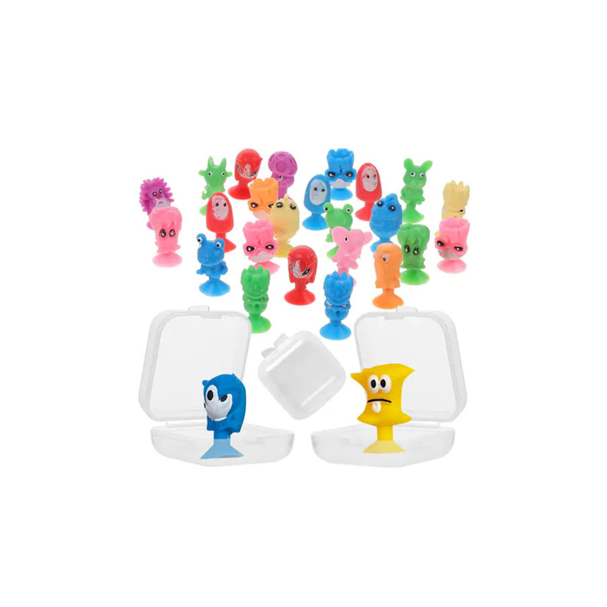 XJM Mini-Saugnapf-Monster Figuren mit Aufbewahrungsbox, mehrfarbige Kunststoff-Dekorationsfiguren für Auto, Büro und Schreibtisch - Bild 7