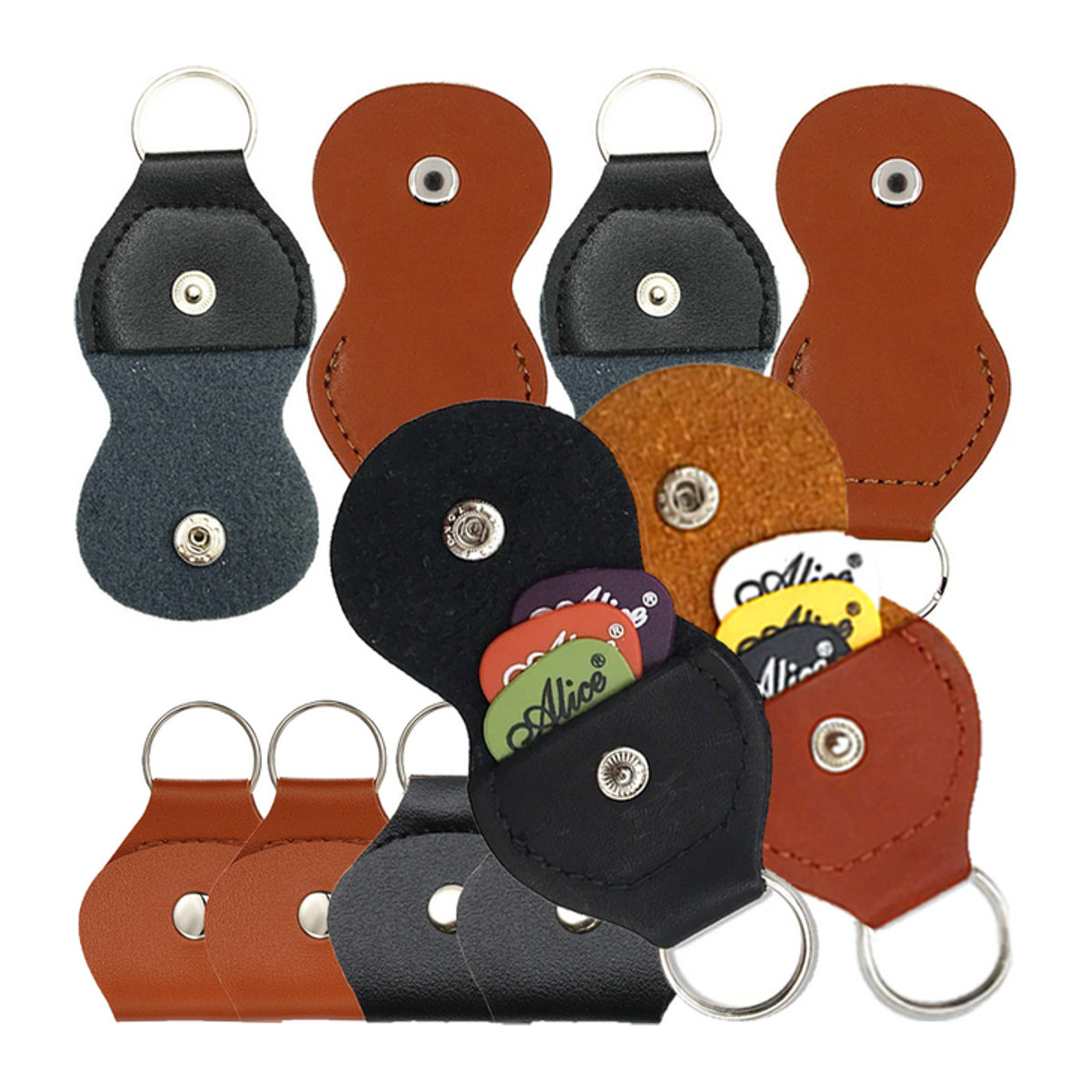 XJM Pick-Aufbewahrungstasche für Gitarre, Ukulele und Bass, 5 Stück, Schwarz - Bild 1