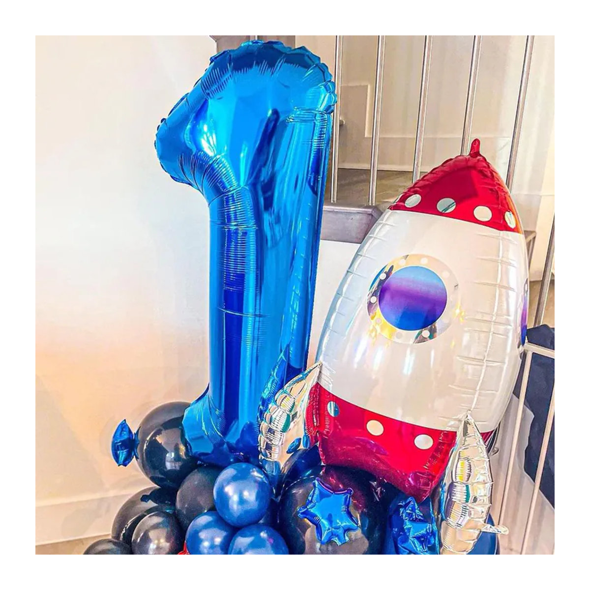 xly1818 4D Stehende Raketenballons aus Alufolie in Rot für Weltraum Thema Geburtstagsparty und Kindergeburtstag - Bild 3