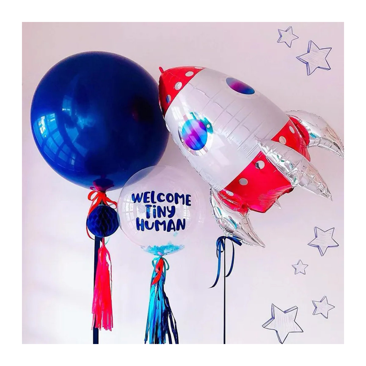 xly1818 4D Stehende Raketenballons aus Alufolie in Rot für Weltraum Thema Geburtstagsparty und Kindergeburtstag - Bild 4