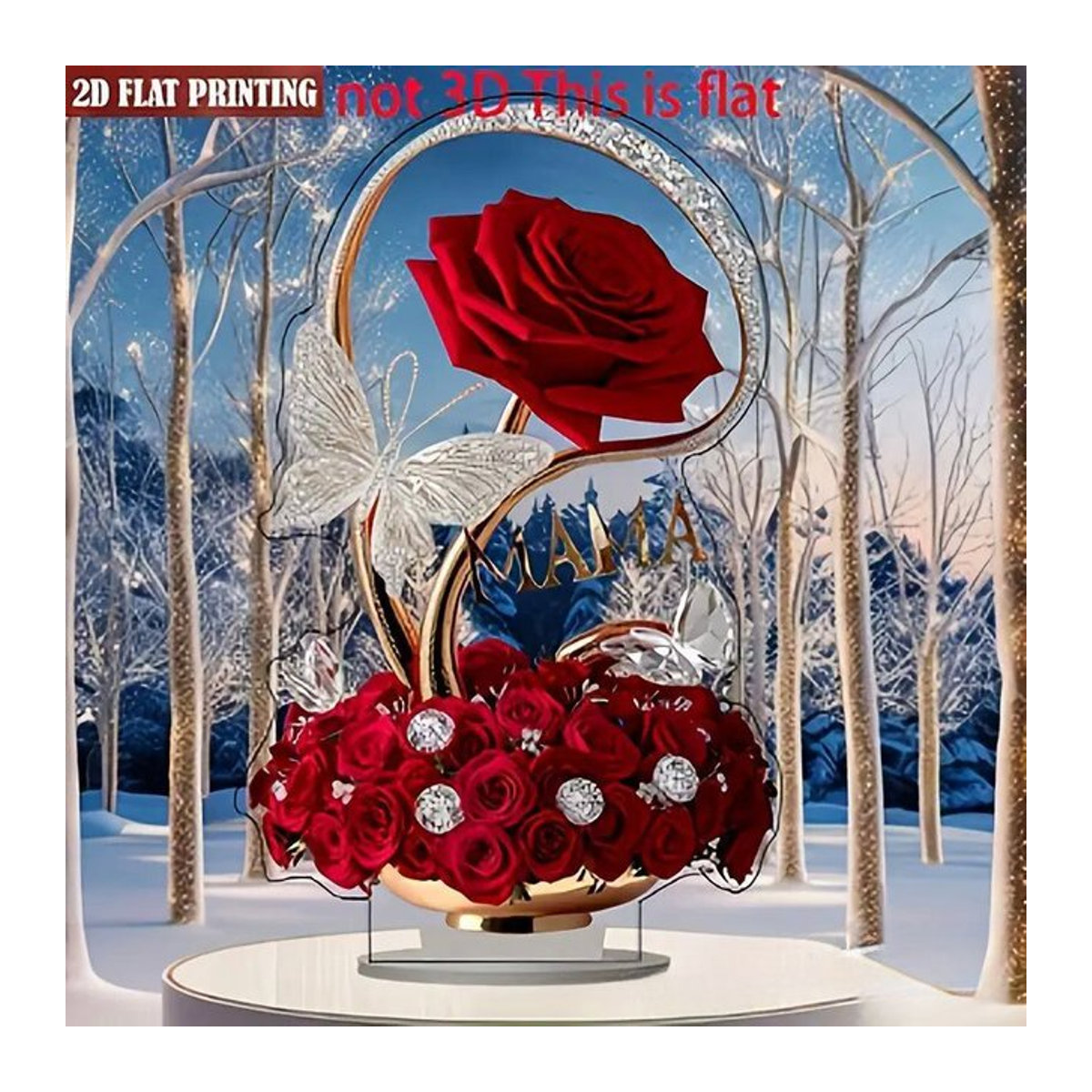XMSJ Acryl-Rose in Rot als dekorative Tischdekoration für Muttertag oder Geburtstag, Höhe: 20,3 cm - Bild 1