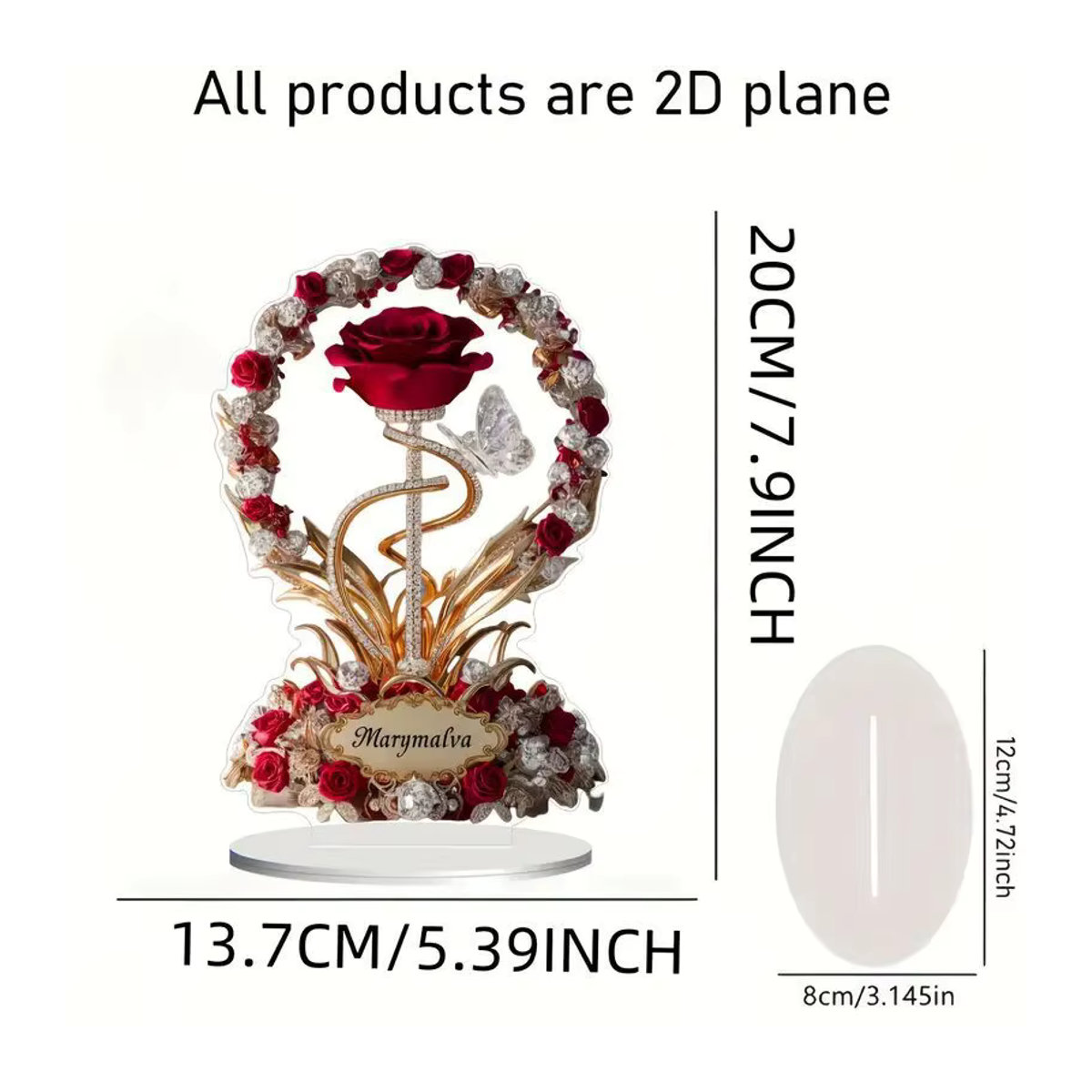 XMSJ Acryl-Rose in Rot als dekorative Tischdekoration für Muttertag oder Geburtstag, Höhe: 20,3 cm - Bild 3