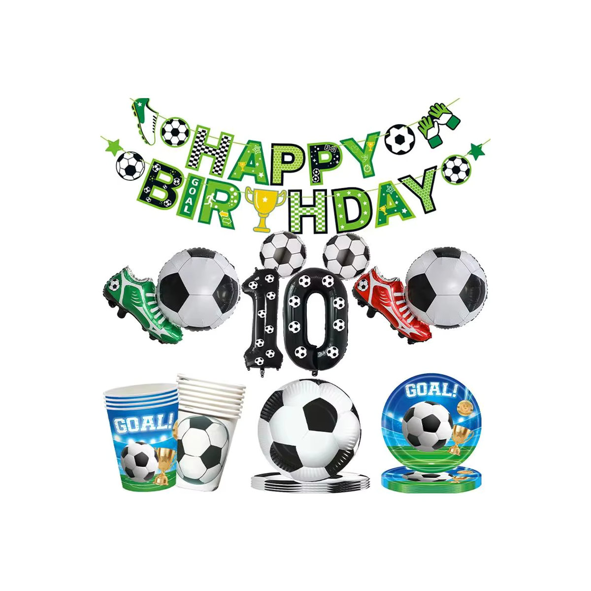 XMSJ Fußball Geburtstag Party Dekoration Set mit Ballons, Banner und Girlande in Bunt für Kinder - Bild 3