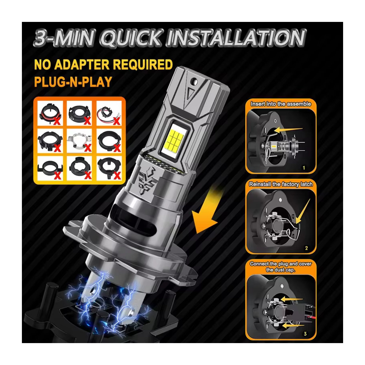 XMSJ H7 H4 LED Canbus Scheinwerfer Mini Größe mit Lüfter, 6000K Kaltweiß, Superhelle Turbo Nebelbirnen für dein Auto - Bild 4