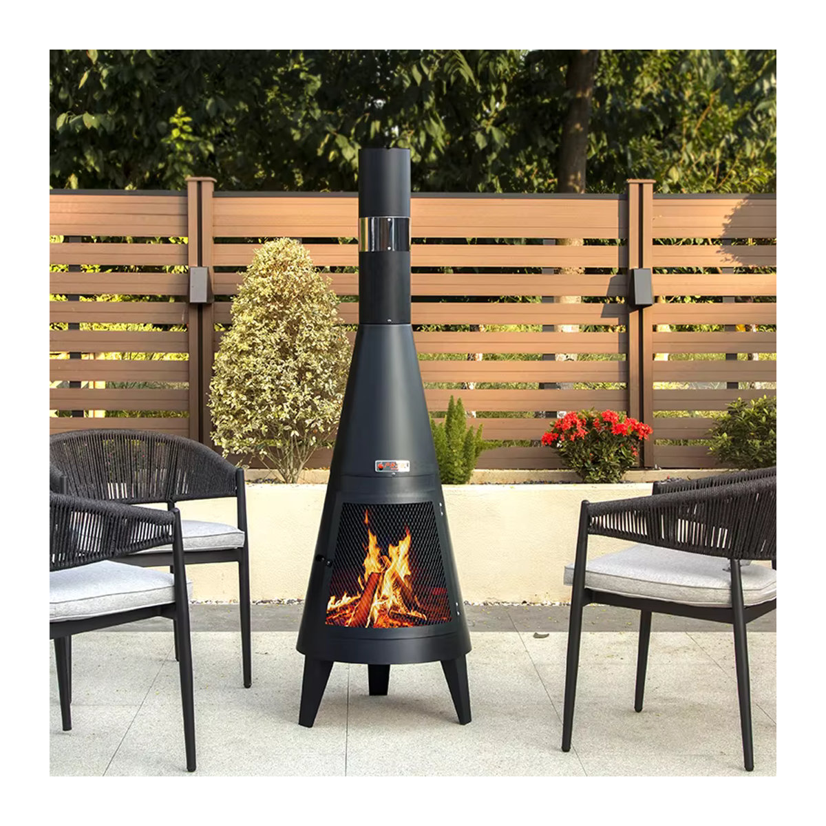 XMSJ Mexikanische Chiminea-Feuerstelle aus Metall in Schwarz für den Außenbereich mit Kamin zur Holzverbrennung - Bild 2