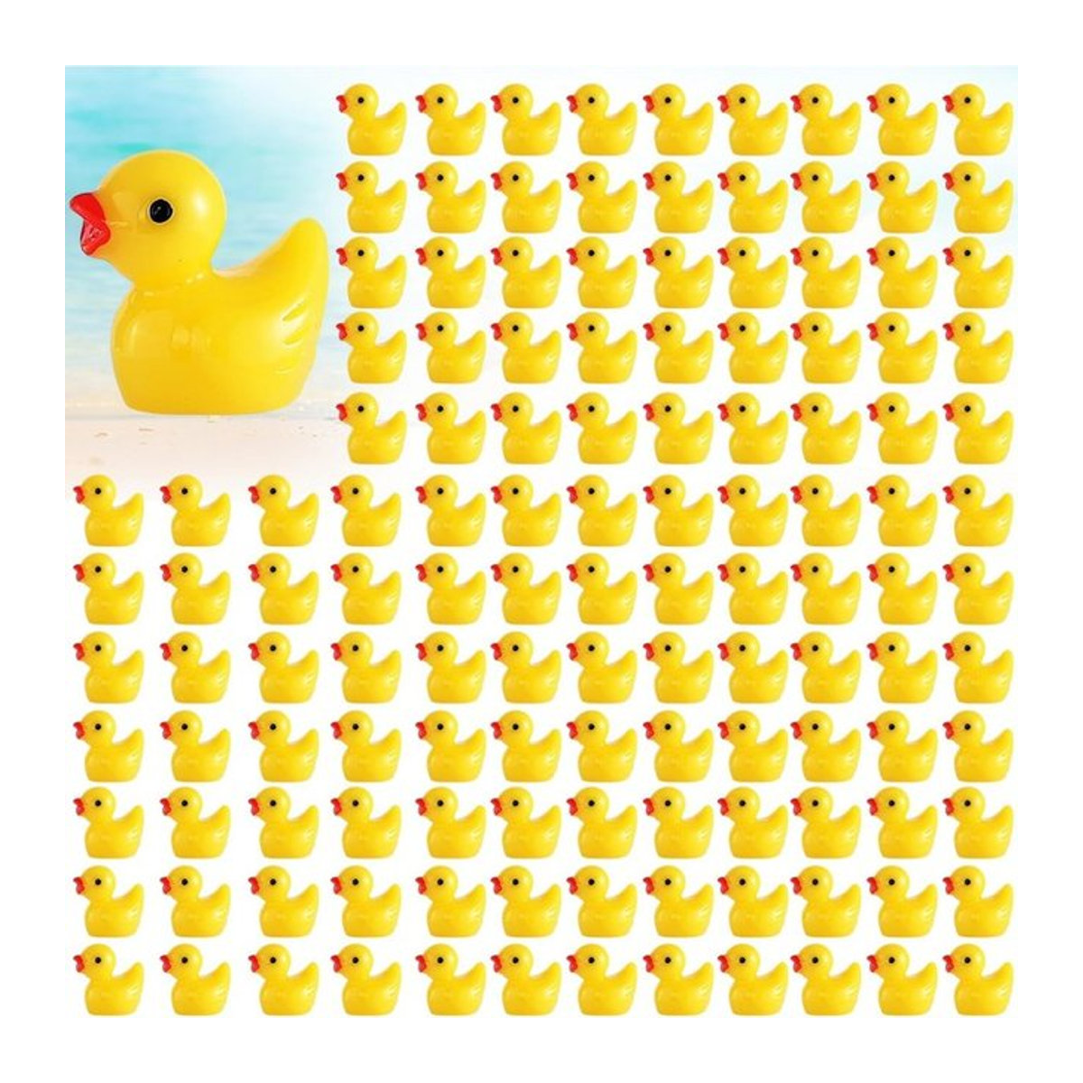 XMSJ Mini-Harz-Enten Set in Gelb, 100 Stück Dekofiguren für Garten, Puppenhaus und DIY-Projekte - Bild 1
