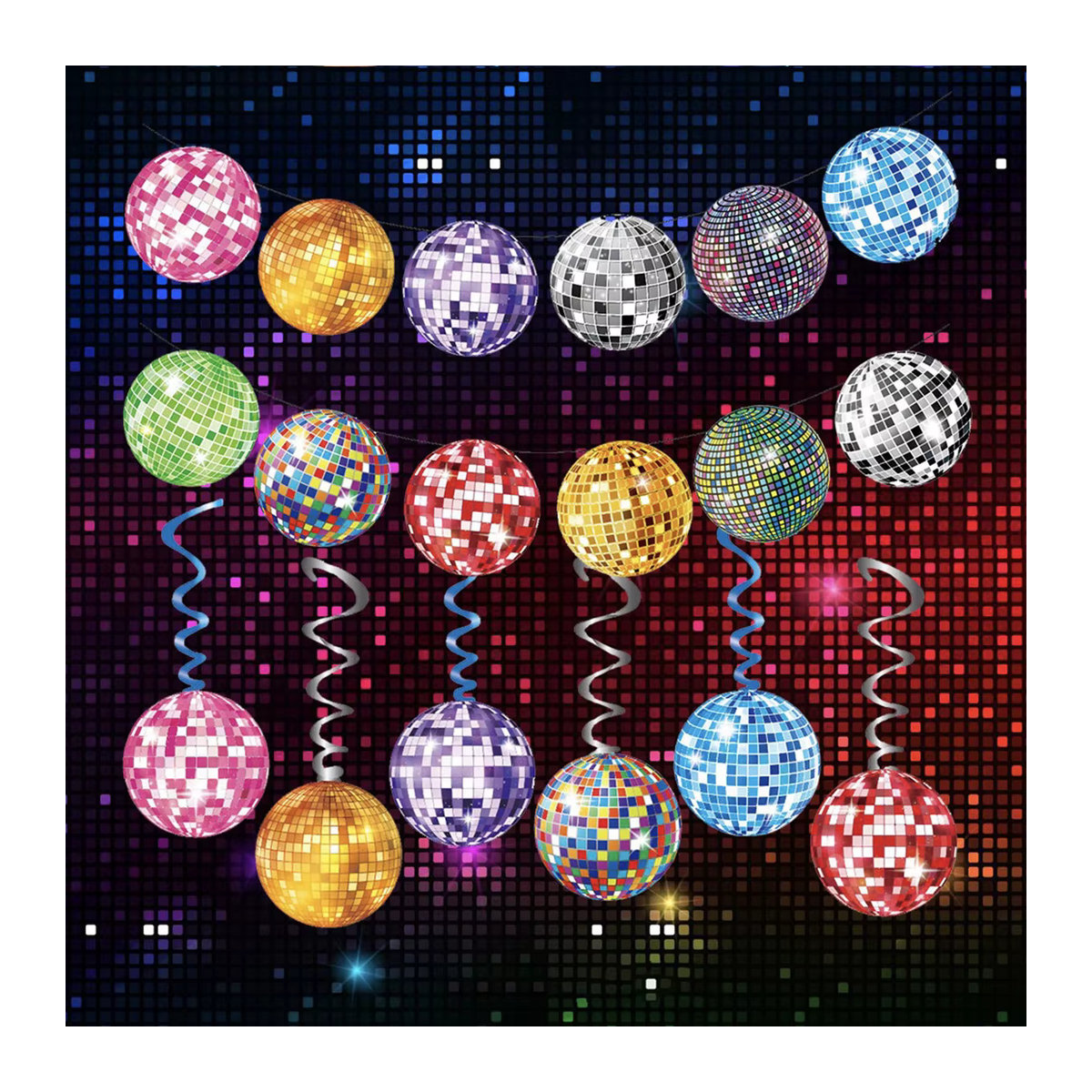 XMSJ Musik Disco Party Banner Girlande Mehrfarbig Vintage Retro Deko für 80er und 90er Jahre Hip Hop Partys - Bild 1