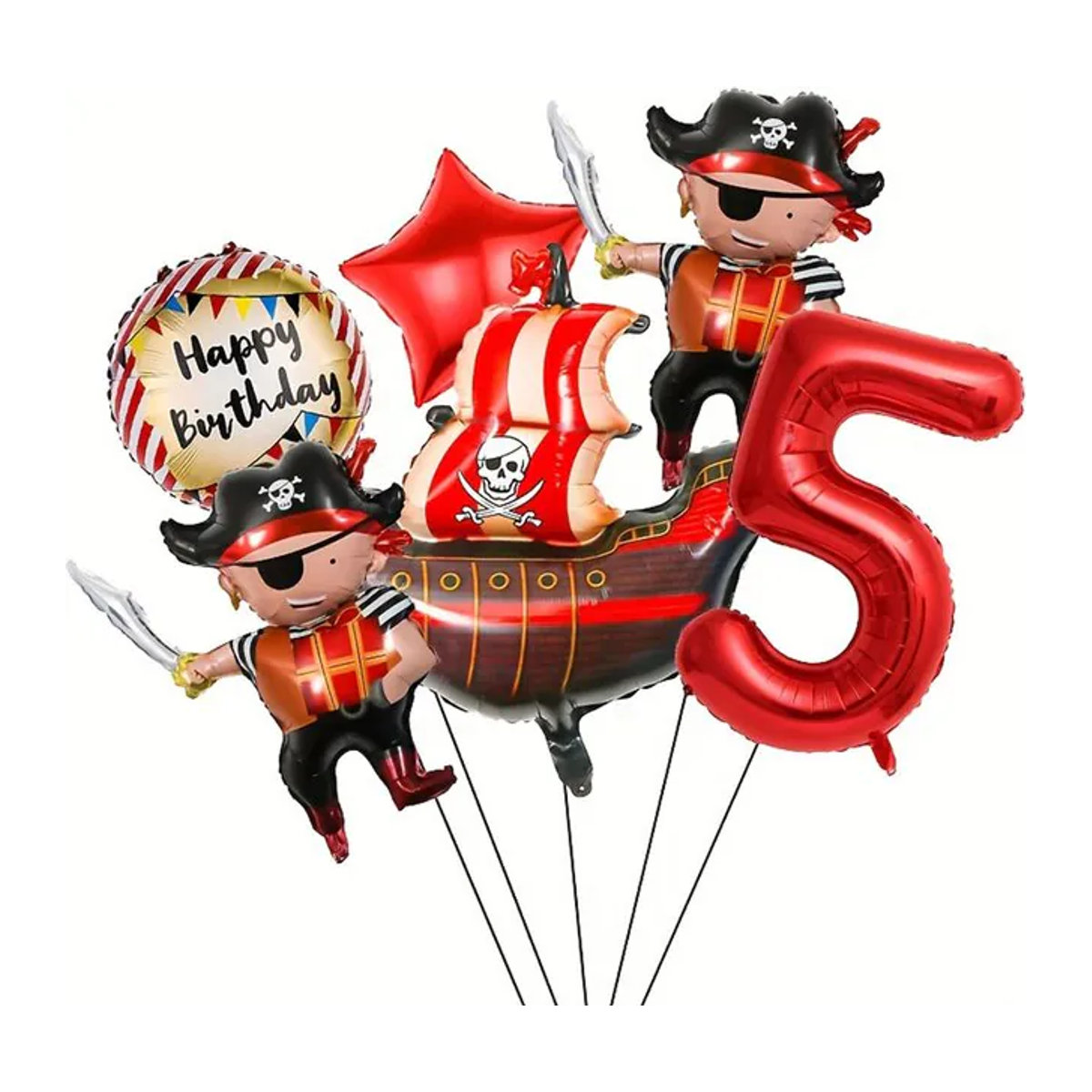 XMSJ Piratenballon in mehrfarbigem Design für deine maritime Kindergeburtstagsparty - Bild 1