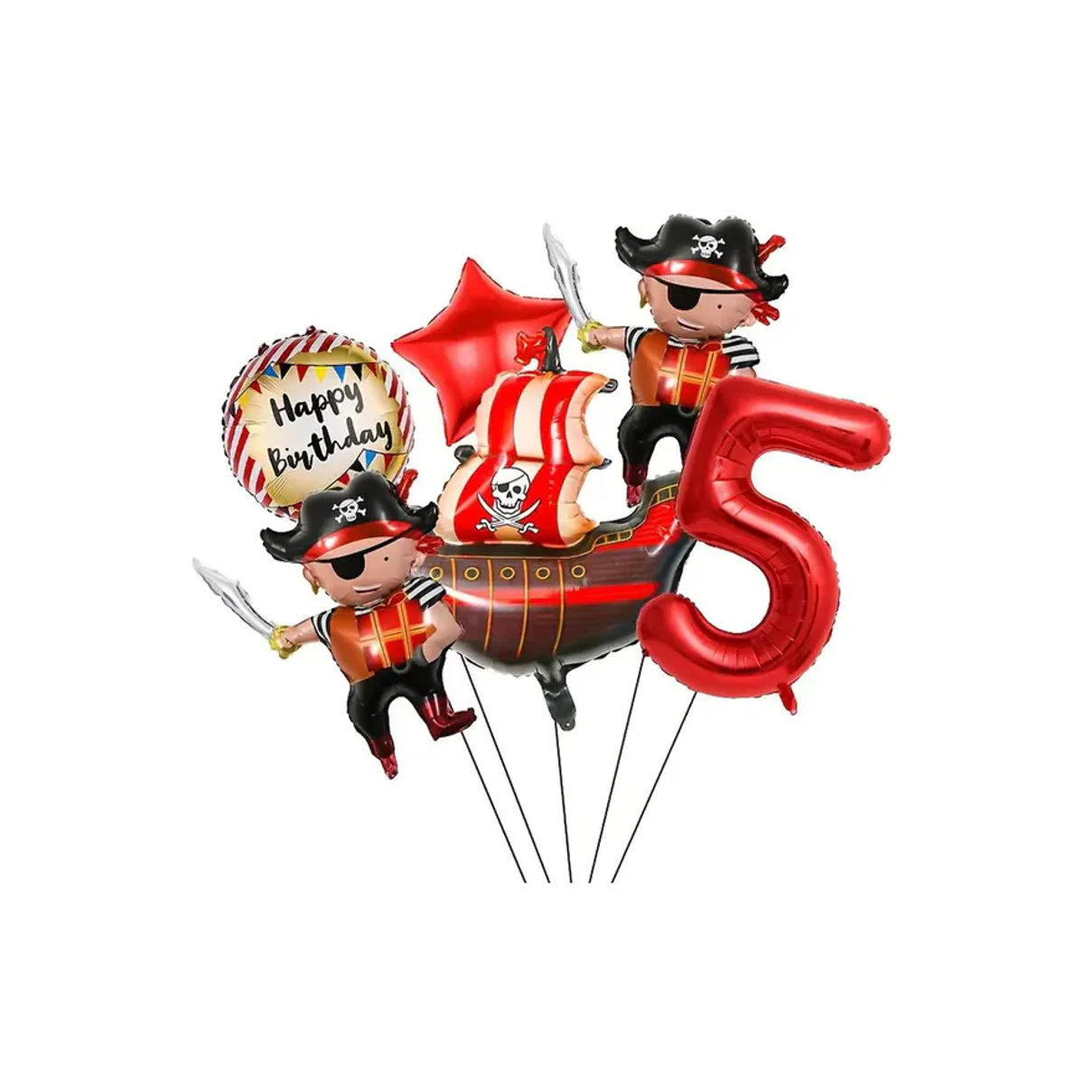 XMSJ Piratenballon in mehrfarbigem Design für deine maritime Kindergeburtstagsparty - Bild 3