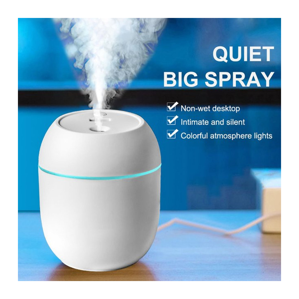 XMSJ USB Mini Luftbefeuchter Aroma Diffuser mit LED Farblicht, Ultraschall Nebelgerät für Zuhause und Auto, Weiß und Rosa - Bild 1