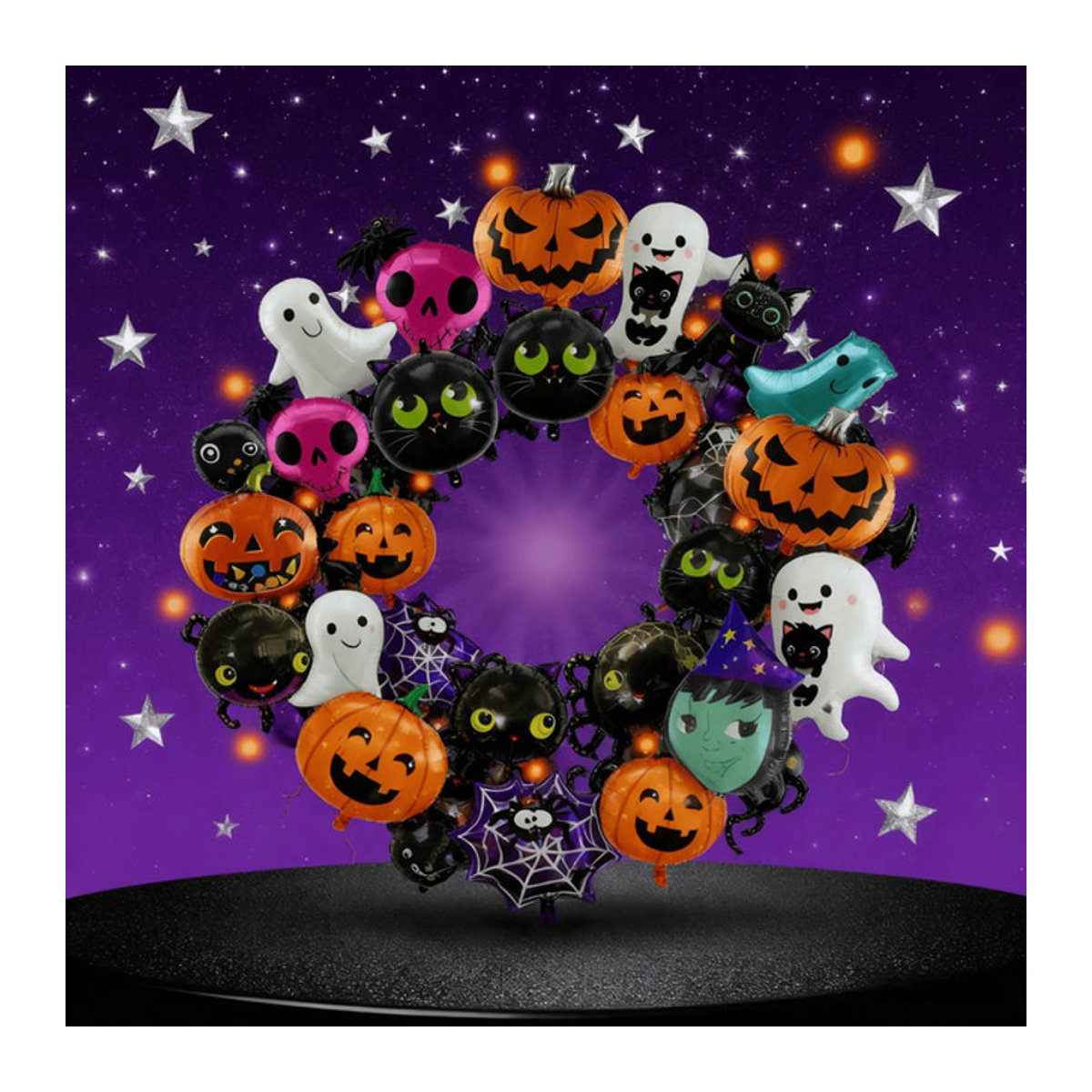 XQYY Halloween Heliumballons aus Aluminiumfolie mit Kürbis, Spinne und Geist Motiven in Mehrfarbig - Bild 1