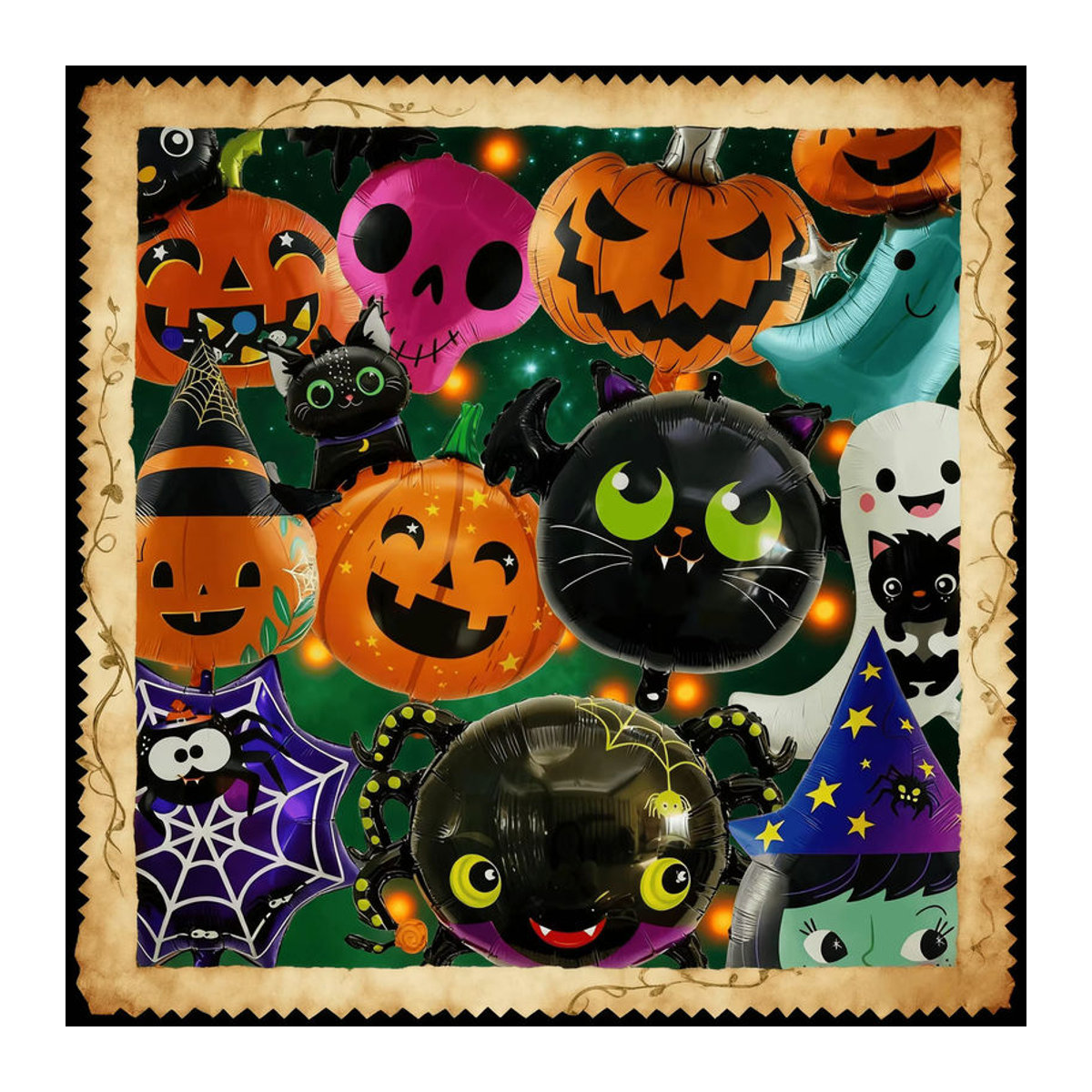 XQYY Halloween Heliumballons aus Aluminiumfolie mit Kürbis, Spinne und Geist Motiven in Mehrfarbig - Bild 3