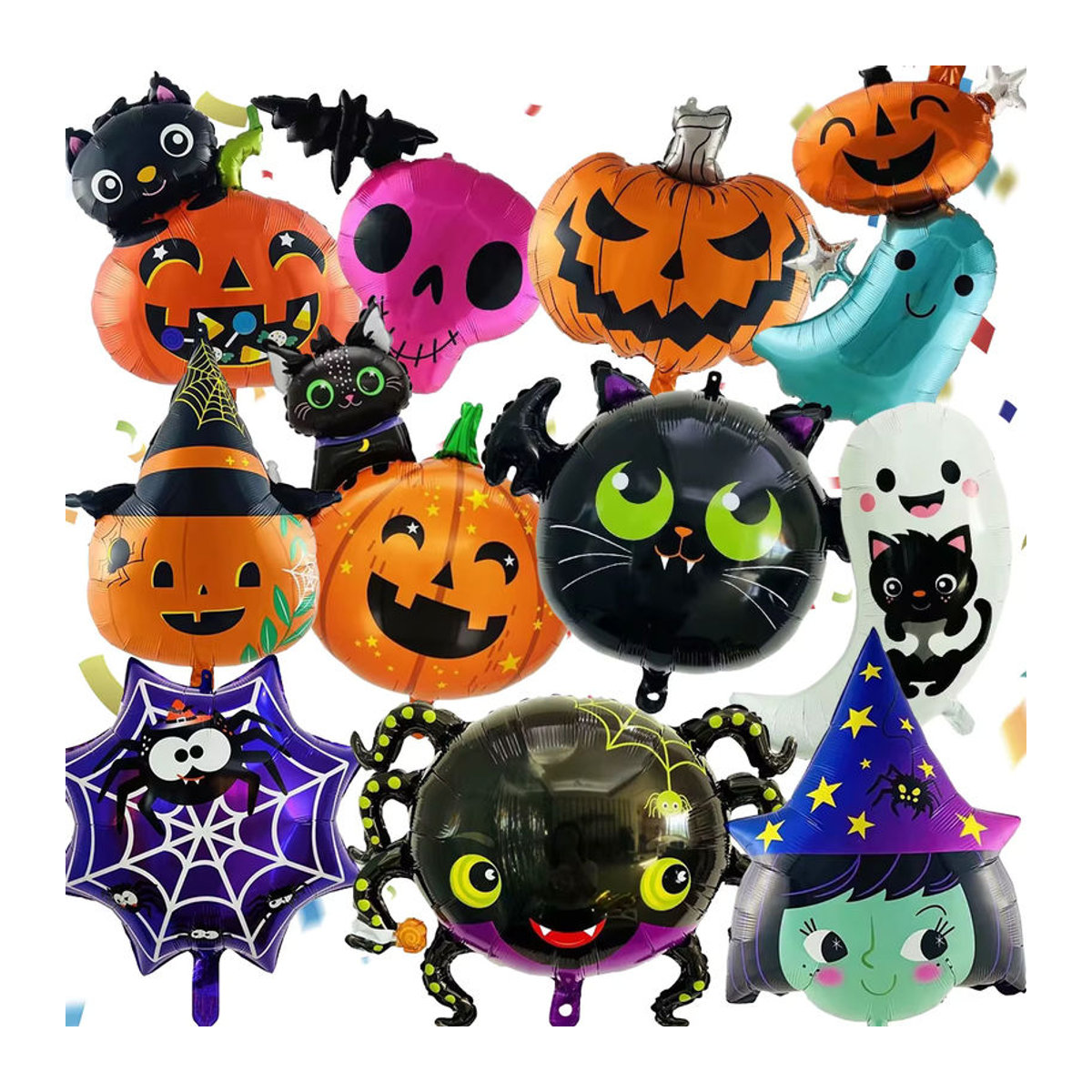XQYY Halloween Heliumballons aus Aluminiumfolie mit Kürbis, Spinne und Geist Motiven in Mehrfarbig - Bild 5