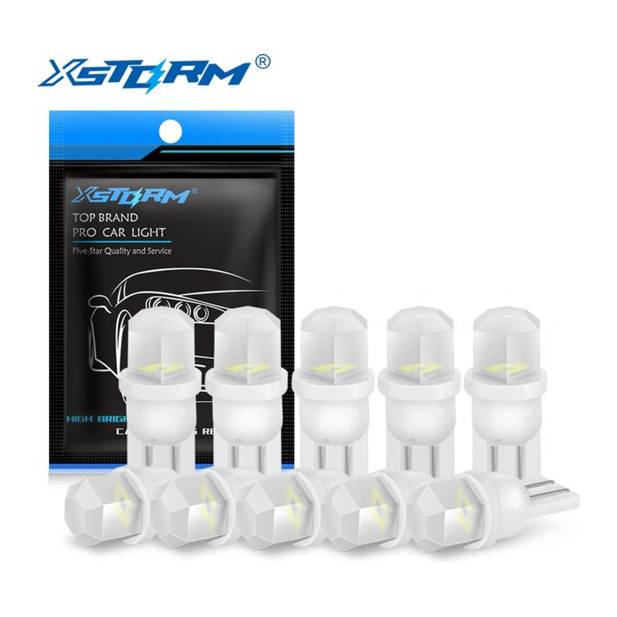 XSTORM 10er Set Keramik T10 W5W LED Lampen mit Canbus 4SMD 3030 in Weiß für Auto Innenbeleuchtung und Seitenmarkierung 12V - Bild 1