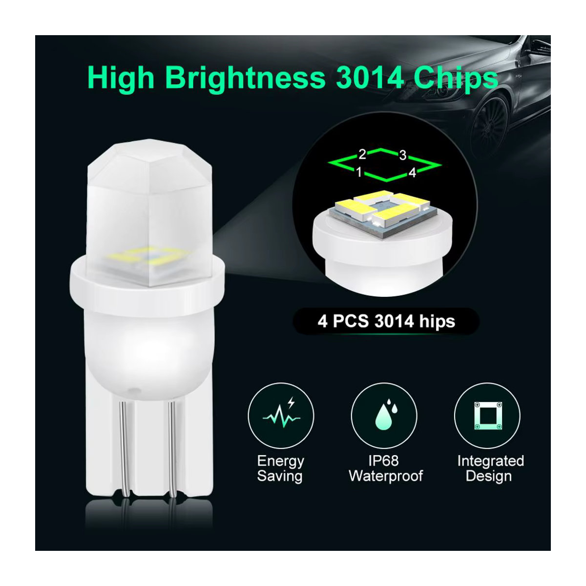 XSTORM 10er Set Keramik T10 W5W LED Lampen mit Canbus 4SMD 3030 in Weiß für Auto Innenbeleuchtung und Seitenmarkierung 12V - Bild 2