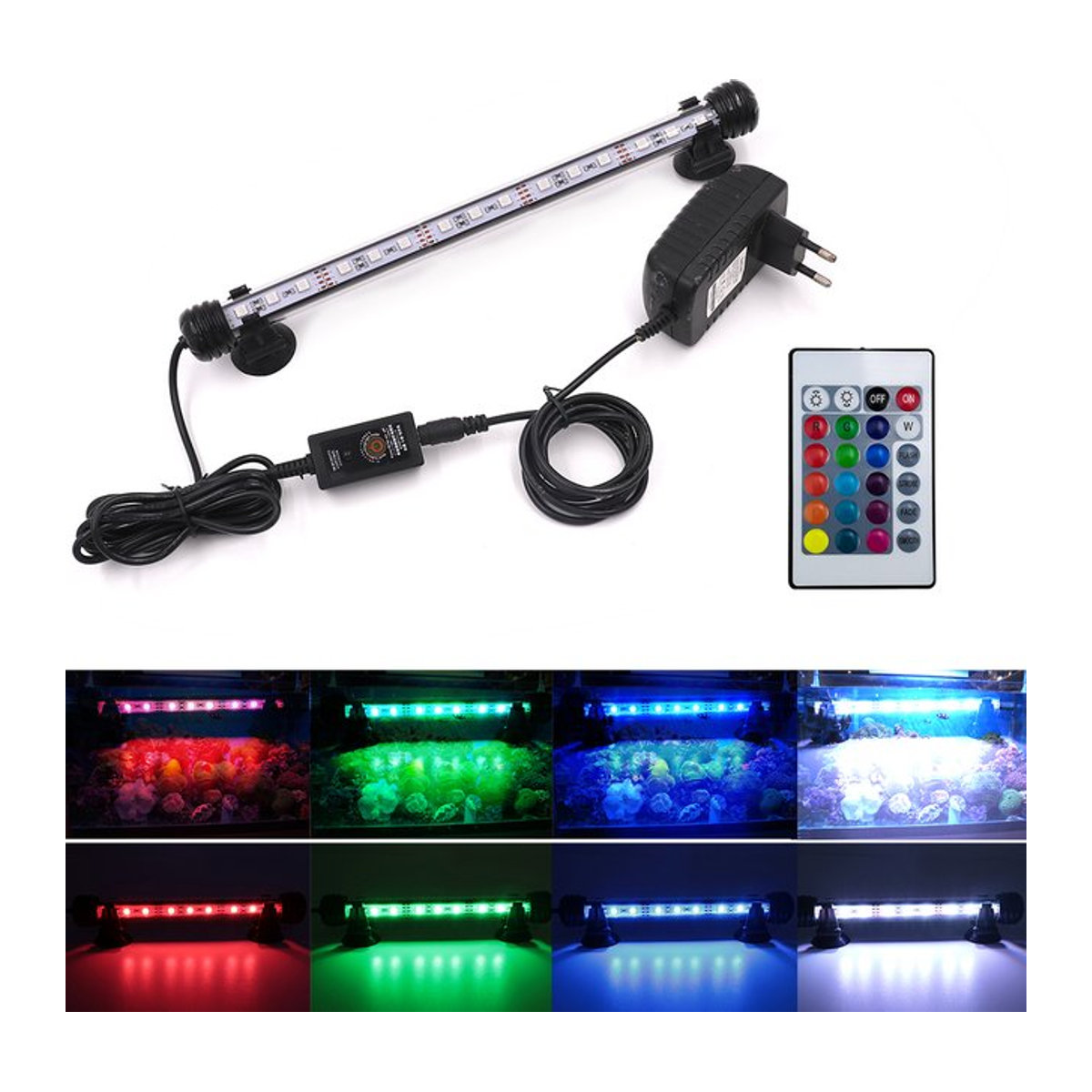 XUNATA 12V RGB Aquariumlicht mit Fernbedienung, wasserdichte Unterwasser-Tauchlampe für Wasserpflanzen und Amphibien - Bild 1
