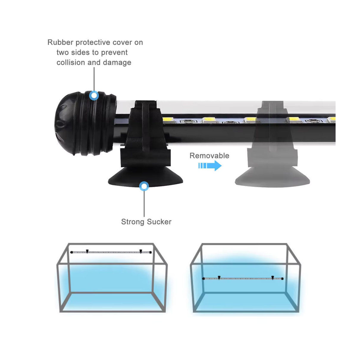 XUNATA 12V RGB Aquariumlicht mit Fernbedienung, wasserdichte Unterwasser-Tauchlampe für Wasserpflanzen und Amphibien - Bild 3