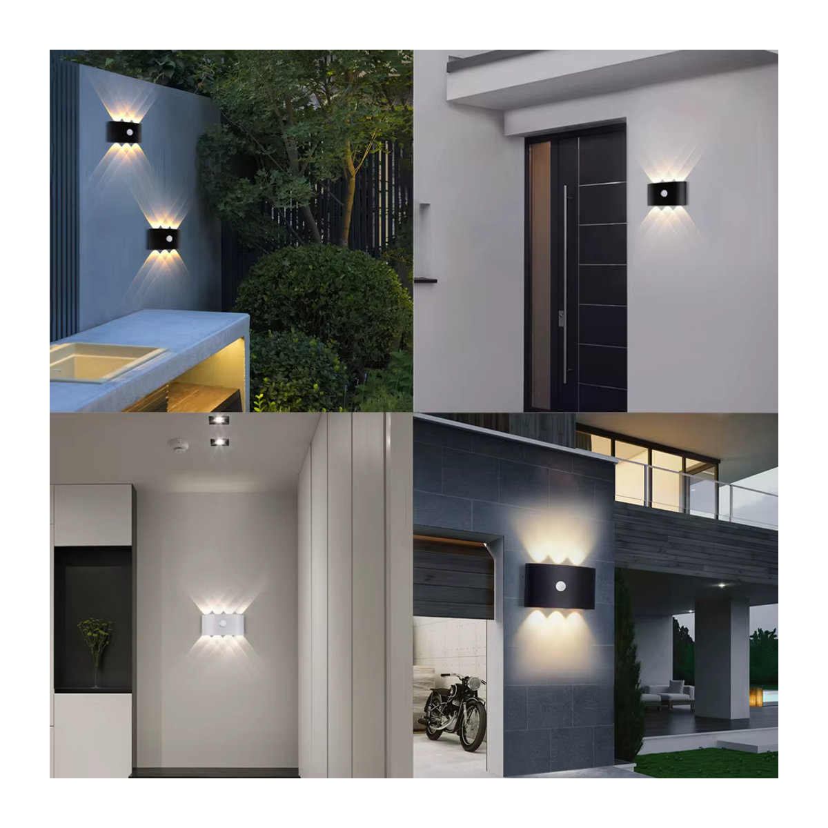 XUNATA LED Wandleuchte mit PIR Bewegungsmelder in Weiß, Skandinavisches Design für Outdoor und Innenbereich - Bild 3