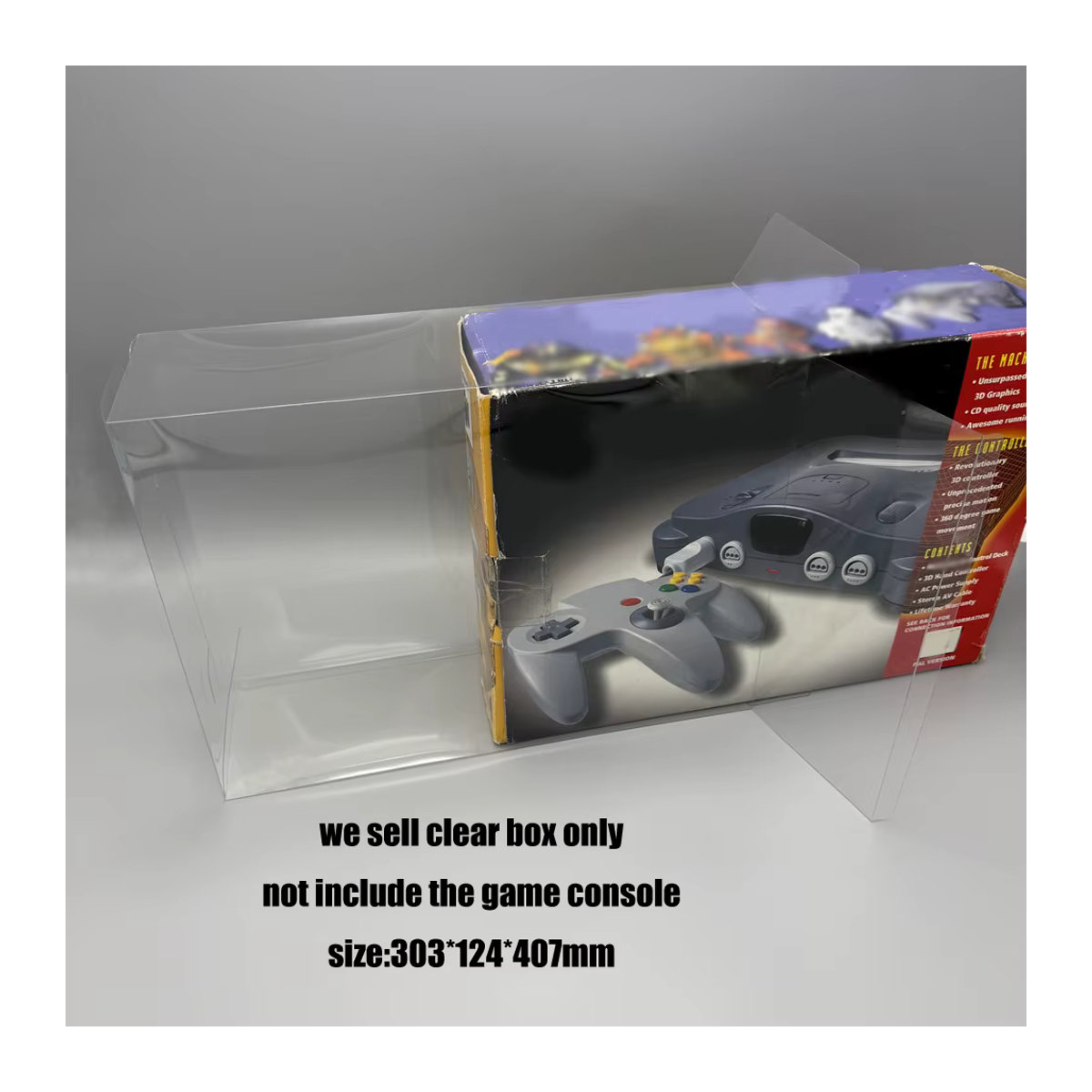 Xunbeifang Transparente PET-Schutzhülle für Nintendo64 N64 Konsole US-Version Display-Box aus Kunststoff - Bild 1